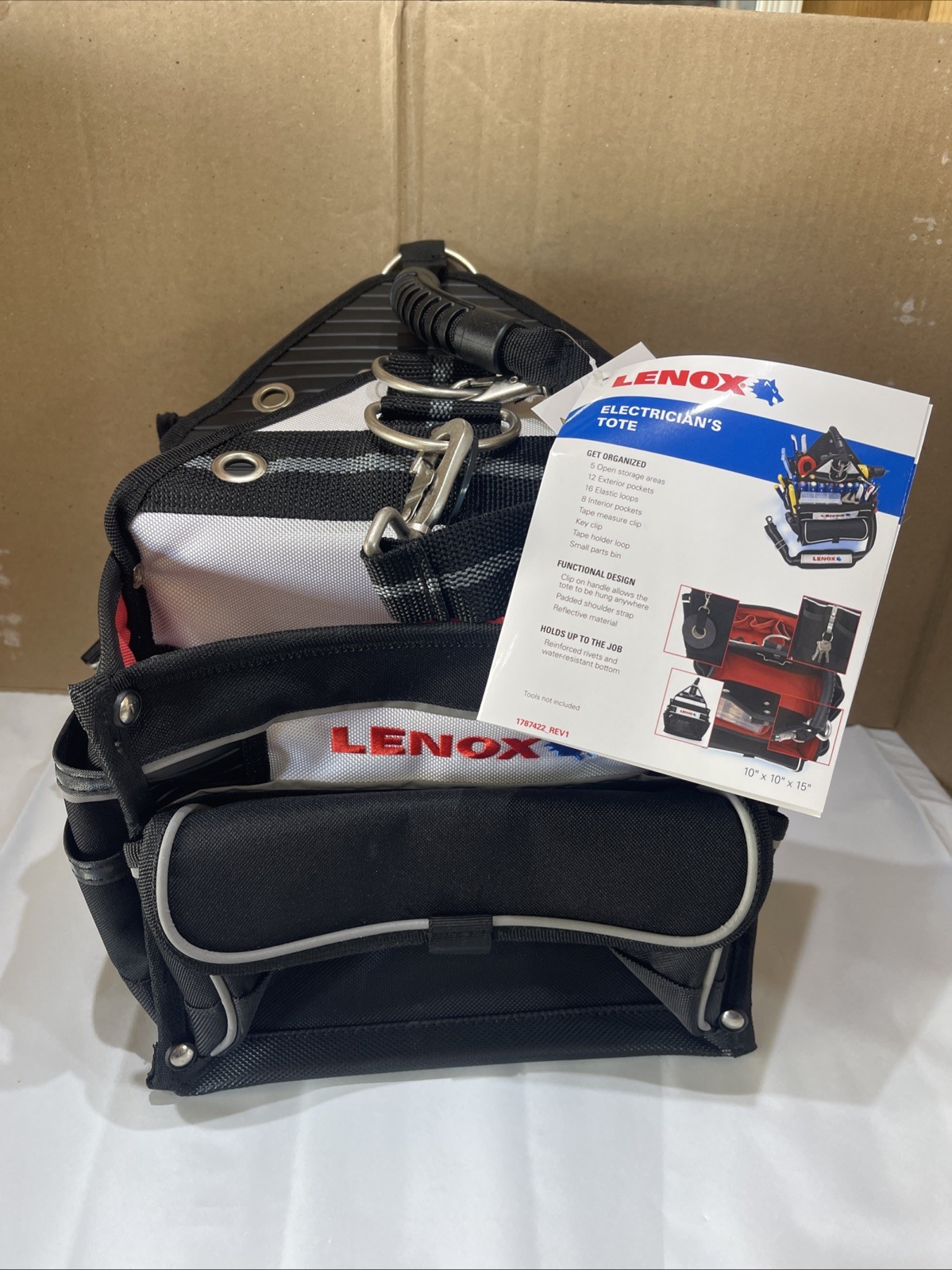 Lenox 1787422 Electrician’s Tote, 10”x10”x15” Get Organized Brand New