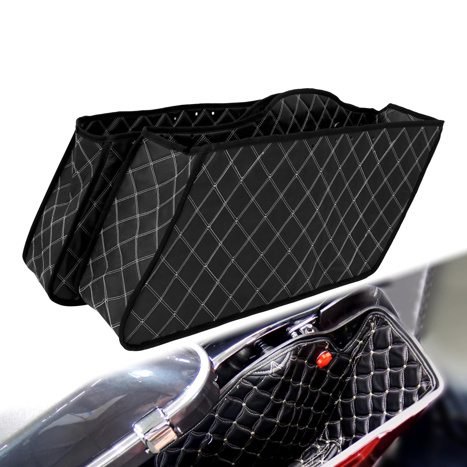Saddlebag Liners Carpet Insert with White Stitching for Non-Stretched Non-Tapere