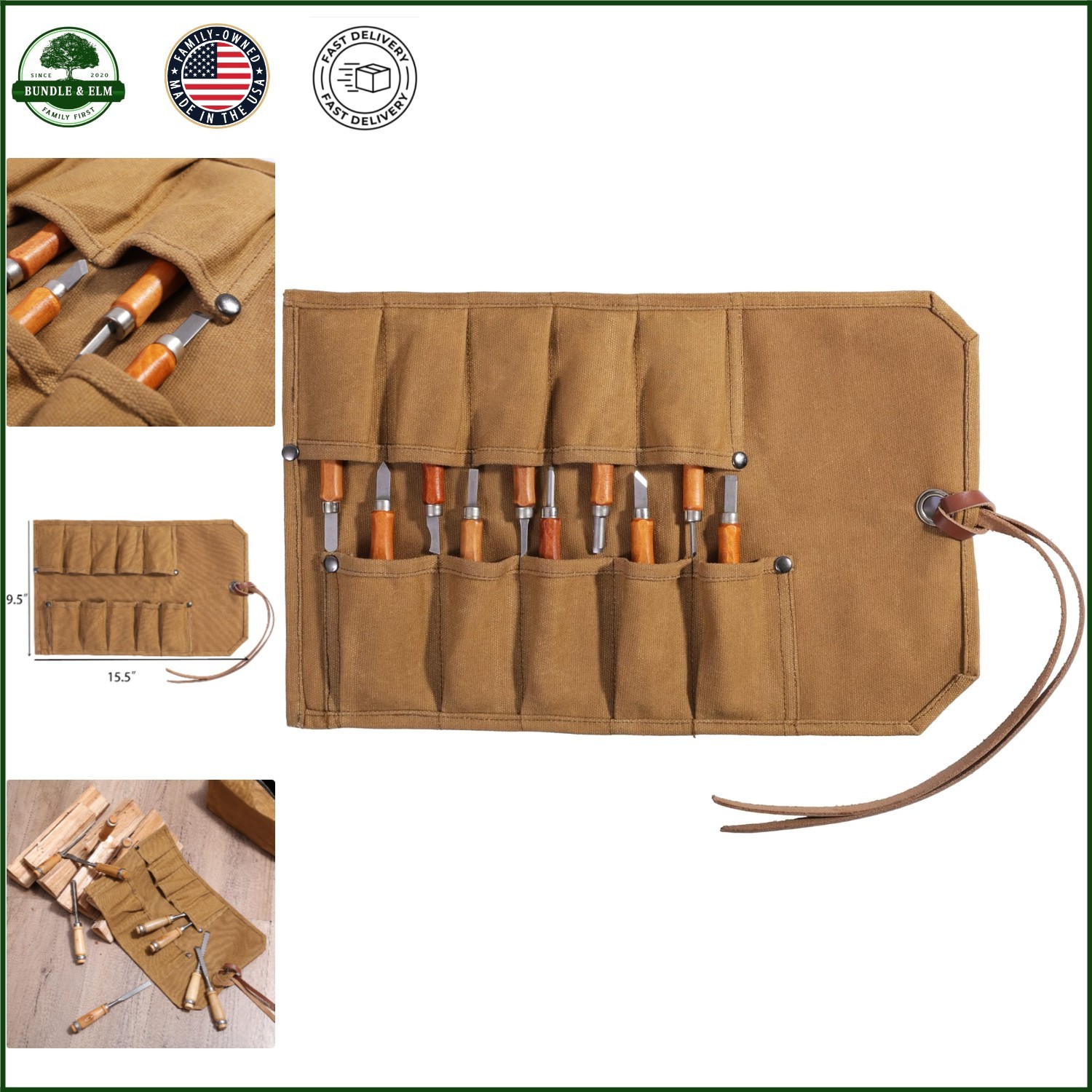 Waterproof Tool Pouch in Khaki for Organizing Small Hand Tools and Wrenches