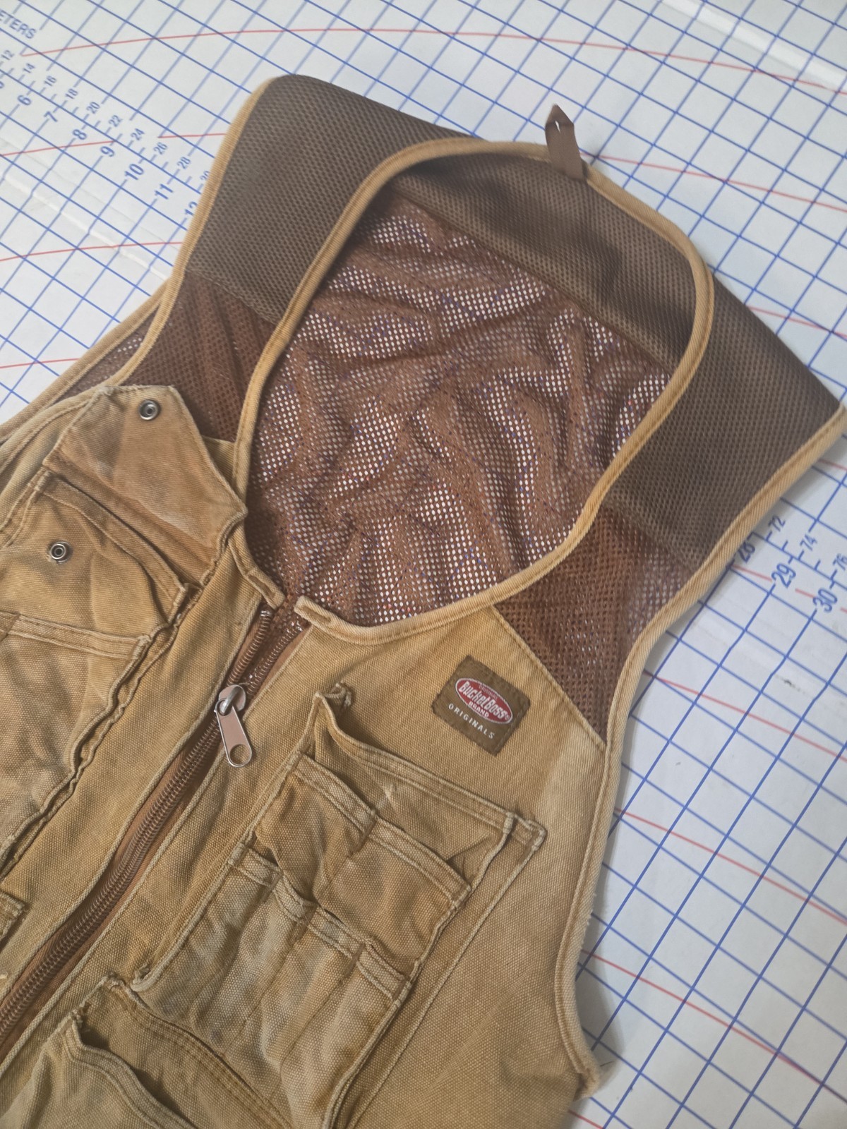 BUCKET BOSS 14-Pocket Canvas Tool Work Apron Large #1 Carpenter Vest Brown