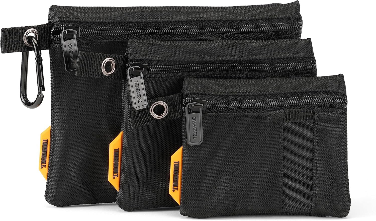 Toughbuilt – 3 Pack Fastener Bags 3 Sizes, Heavy-Duty Bags W/Mesh Windows, Top M