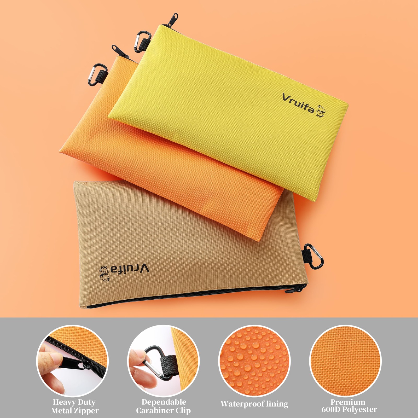 3PCS Tool Pouches with Zipper, Premium small Tool Bags, Waterproof Utility zi…