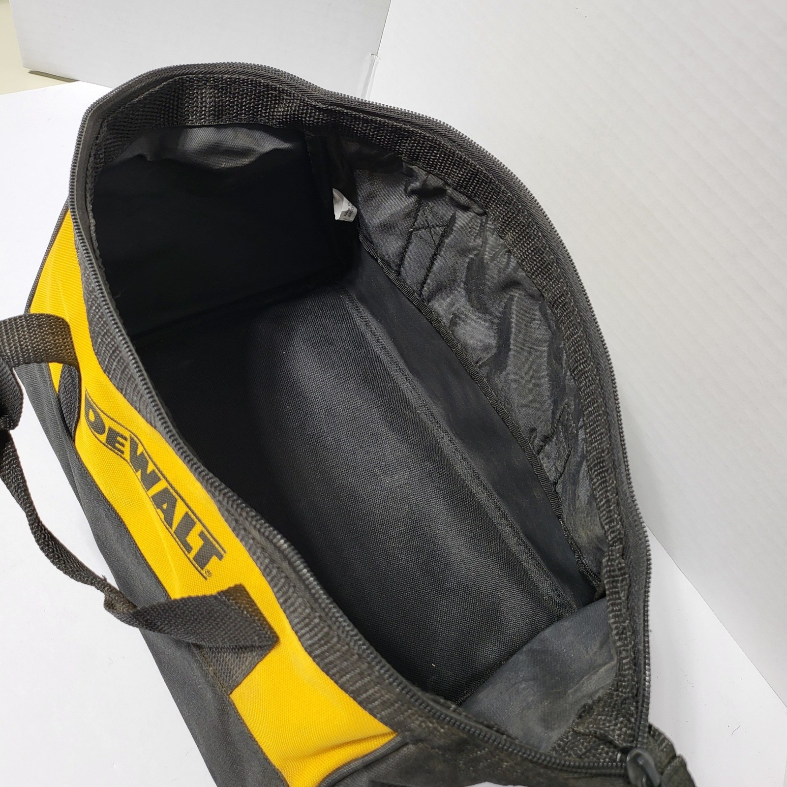 DeWalt 12 Inch Small Canvas Tool Bag Yellow Black Zippered Storage Tote