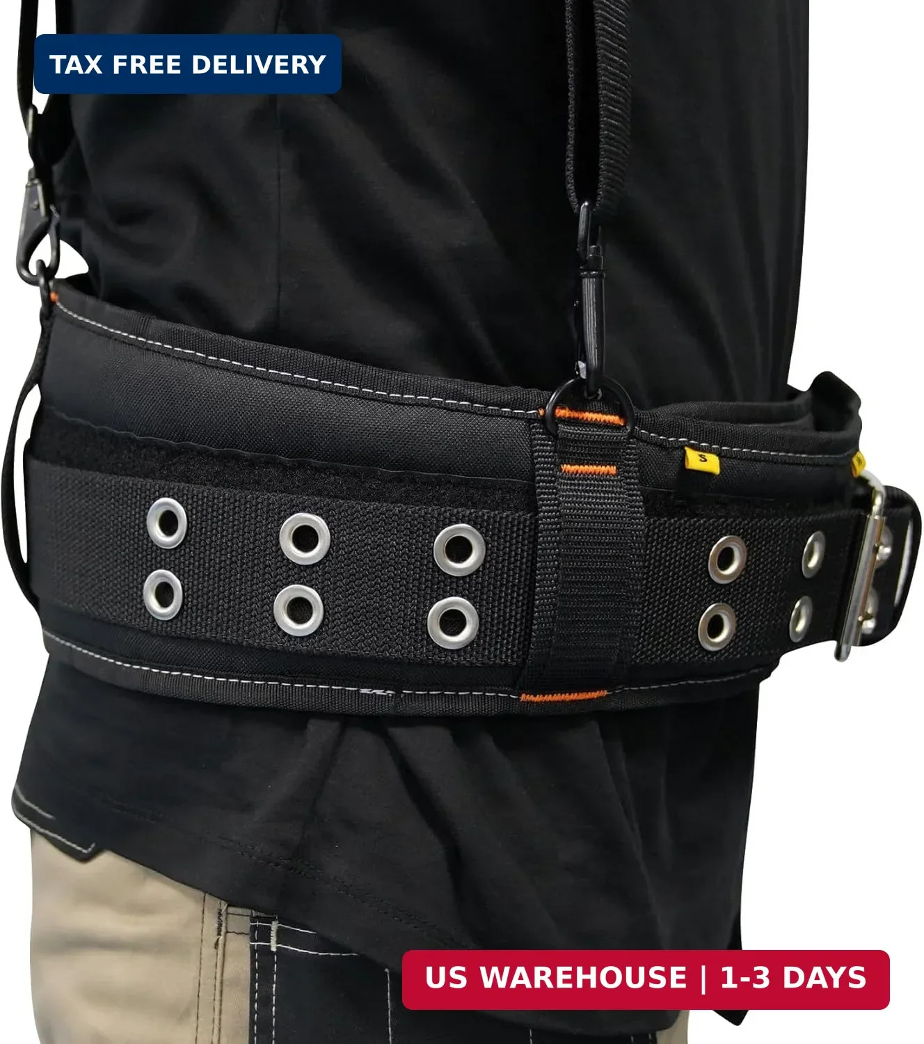 Zeluga 20-222 Heavy Duty Polyester Tool Rig Padded Belt, Black