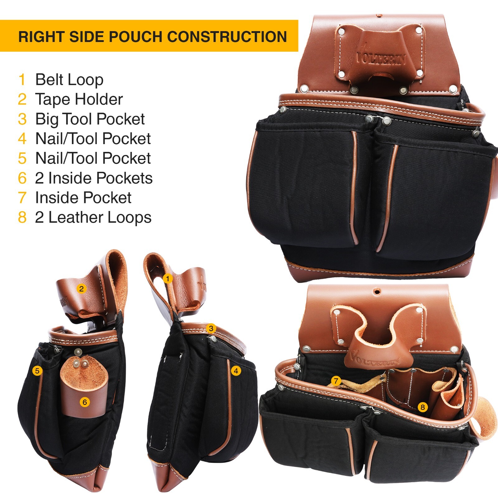 Leather And Nylon Tool Belts For Men Framer’s Carpenter Electrician Leather Belt