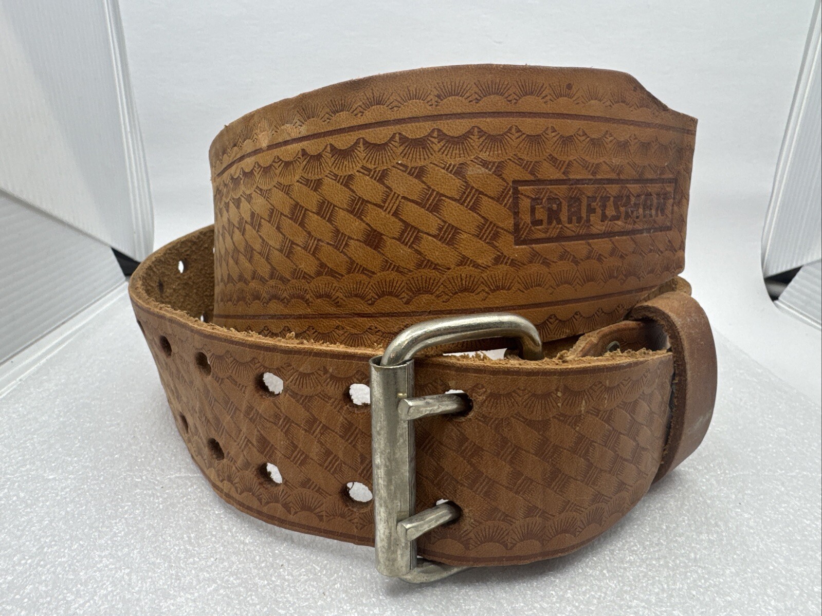 Vintage CRAFTSMAN SADDLE LEATHER Tool Belt 2” – 2.75” Fits 28”- 46” 40473 Mexico
