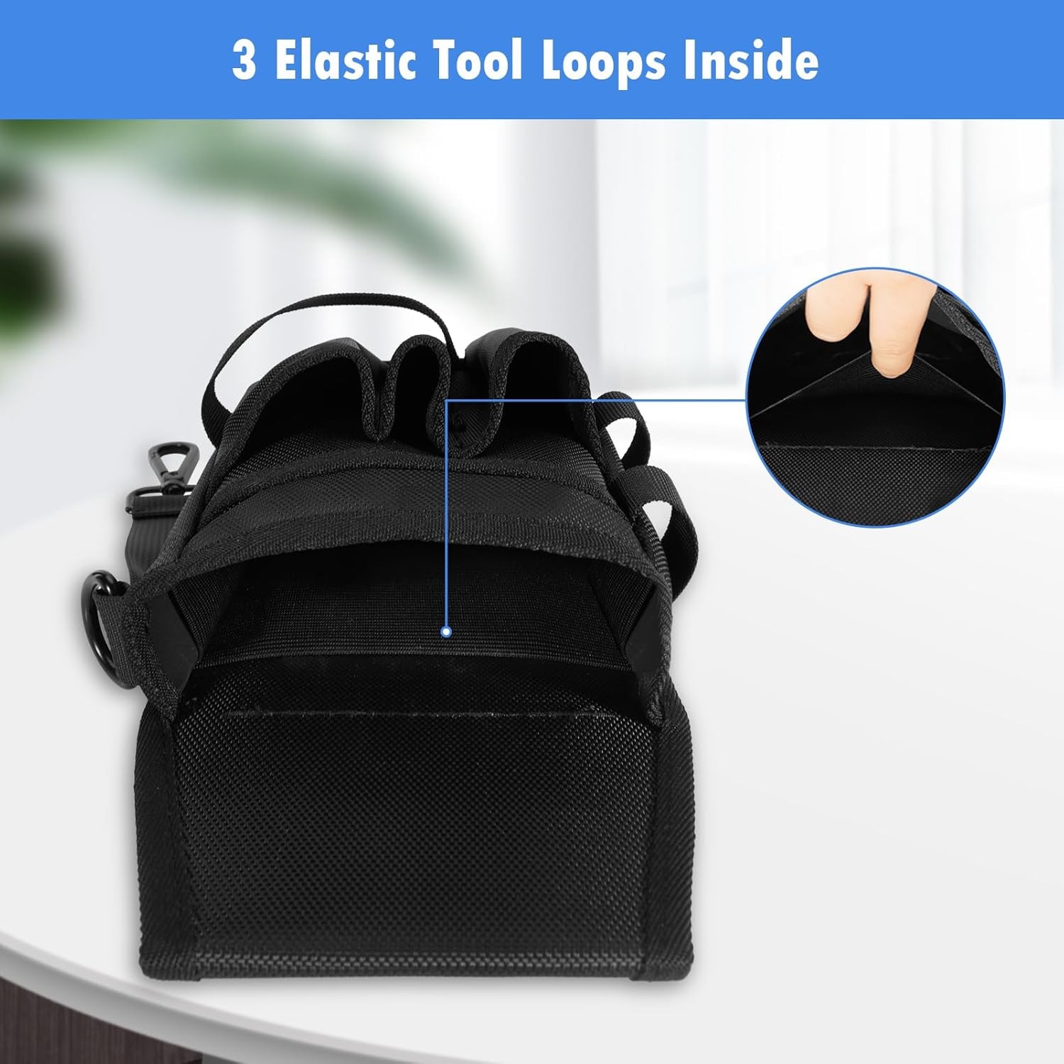 KENOBE 5-Pockets Tool Pouch, Black Tool Pouch Organization, Heavy-Duty Electrici