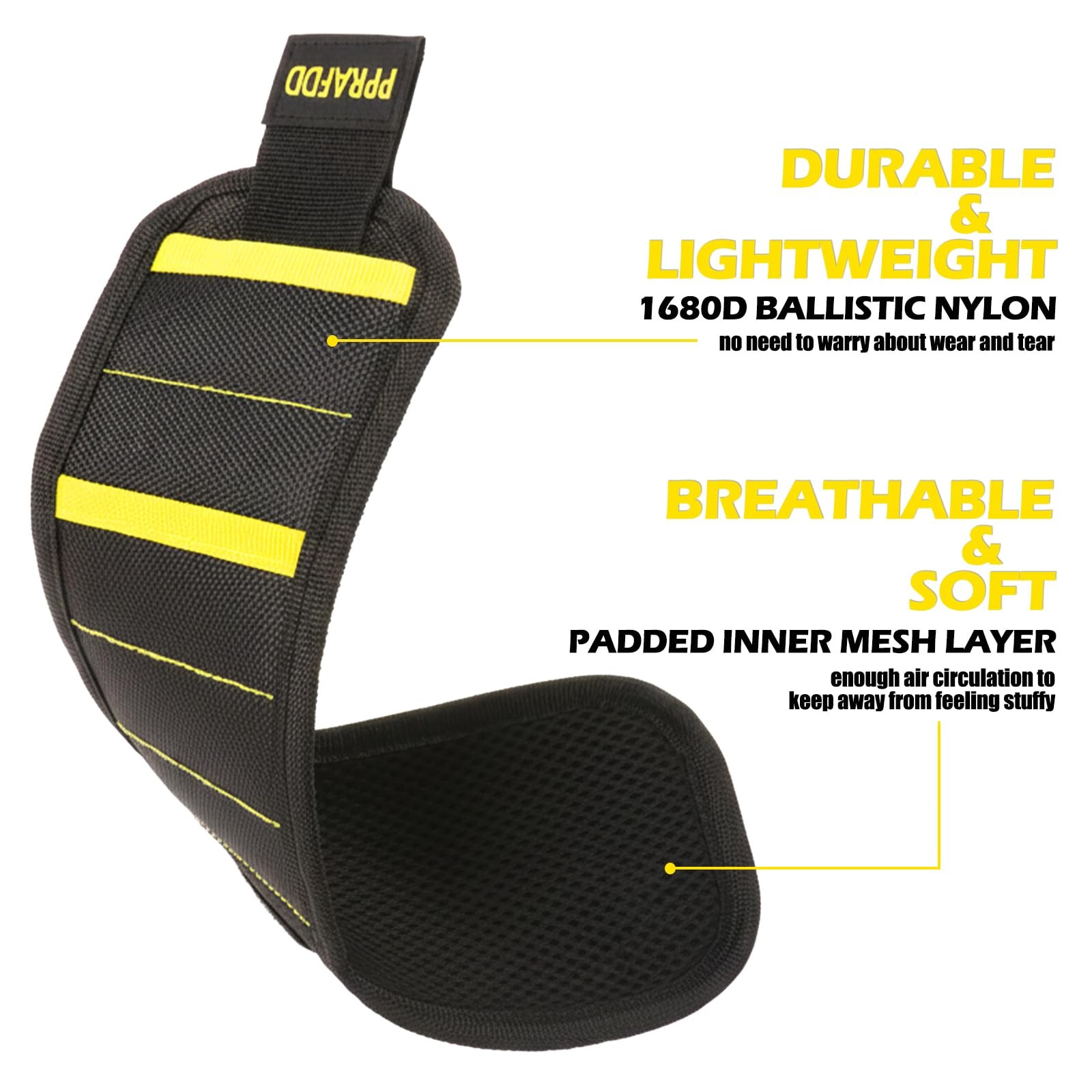 PPRAFDD Magnetic Wristband for Tools, Gift Men One Size, Black and Yellow