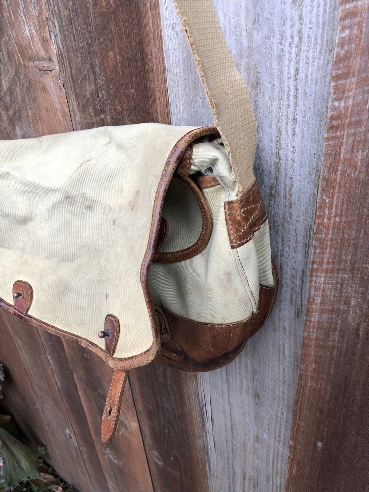Vintage Canvas & Leather Shoulder Bag made in England
