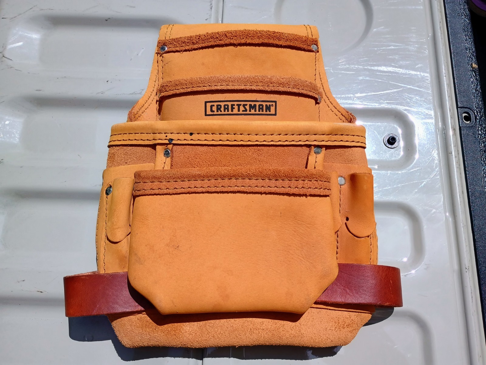 Vintage Craftsman Heavy Duty 100% Top Grain Leather Tool Belt Pouch Unused