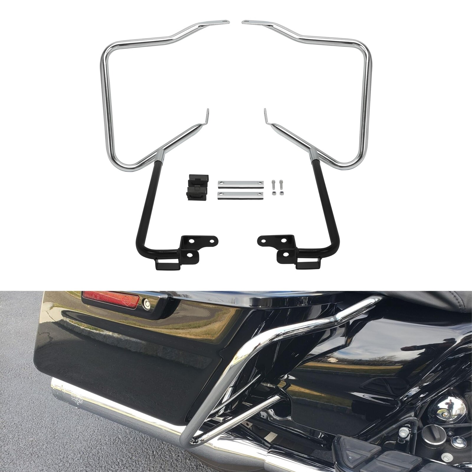 Saddlebag Bracket Guard Bars Compatible with 2014-2024 Harley Davidson Tourin…