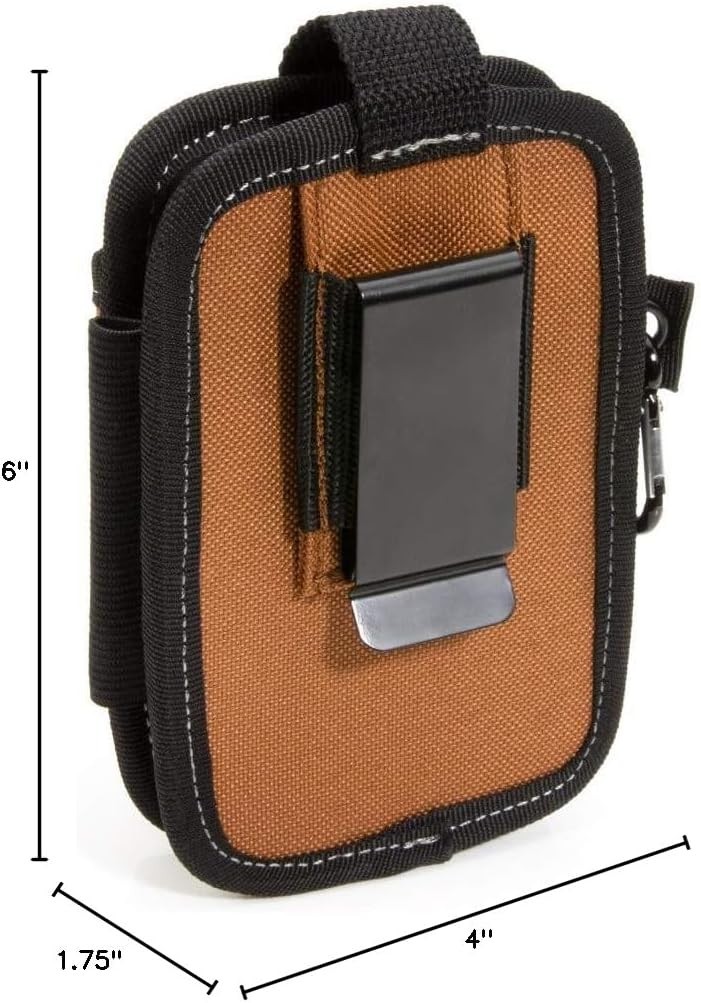 2-Compartment Large Phone Pouch, Universal-fit Steel Clip for Tool Belt, Secu…