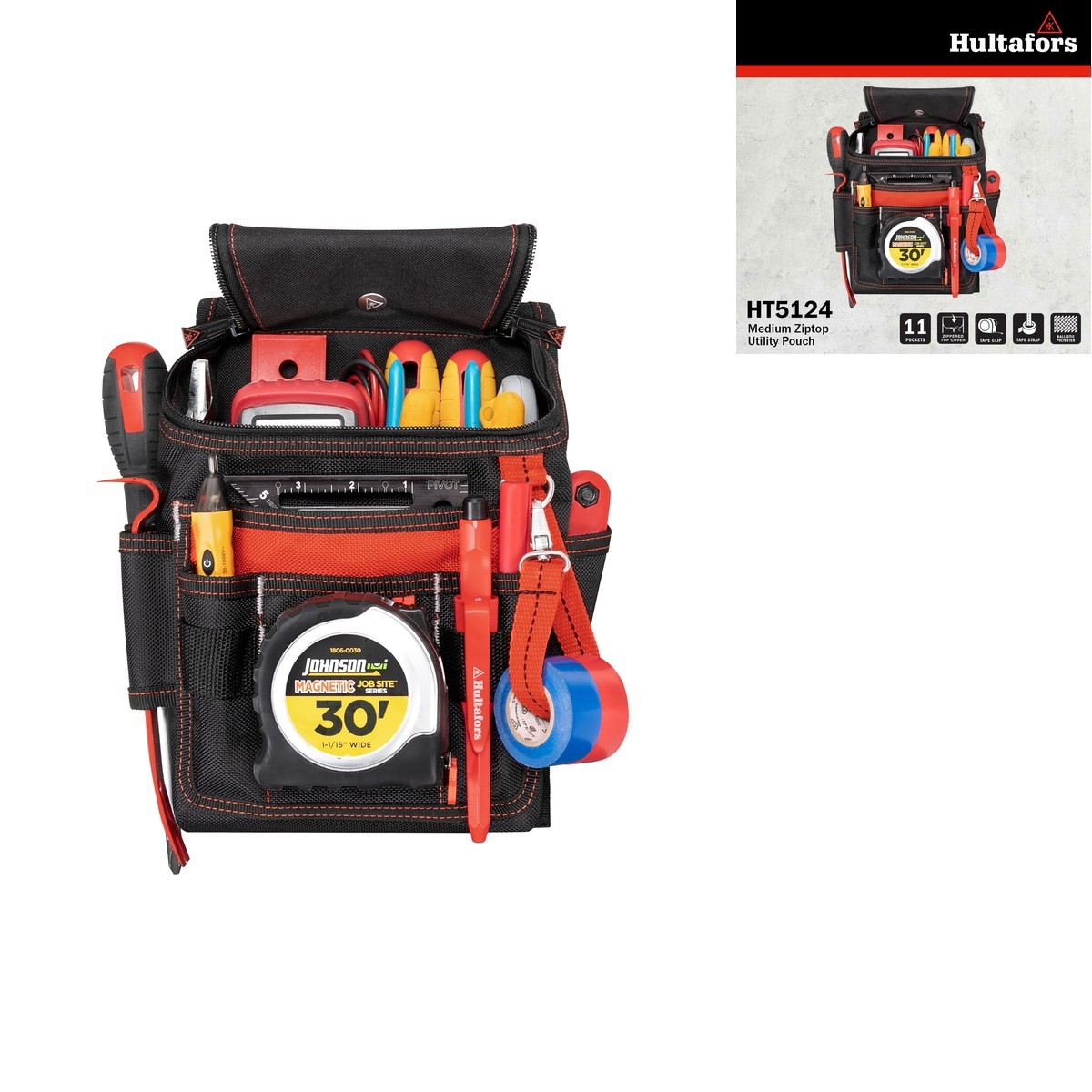 Hultafors HT5124 Medium Ziptop Utility Pouch – Ballistic Polyester