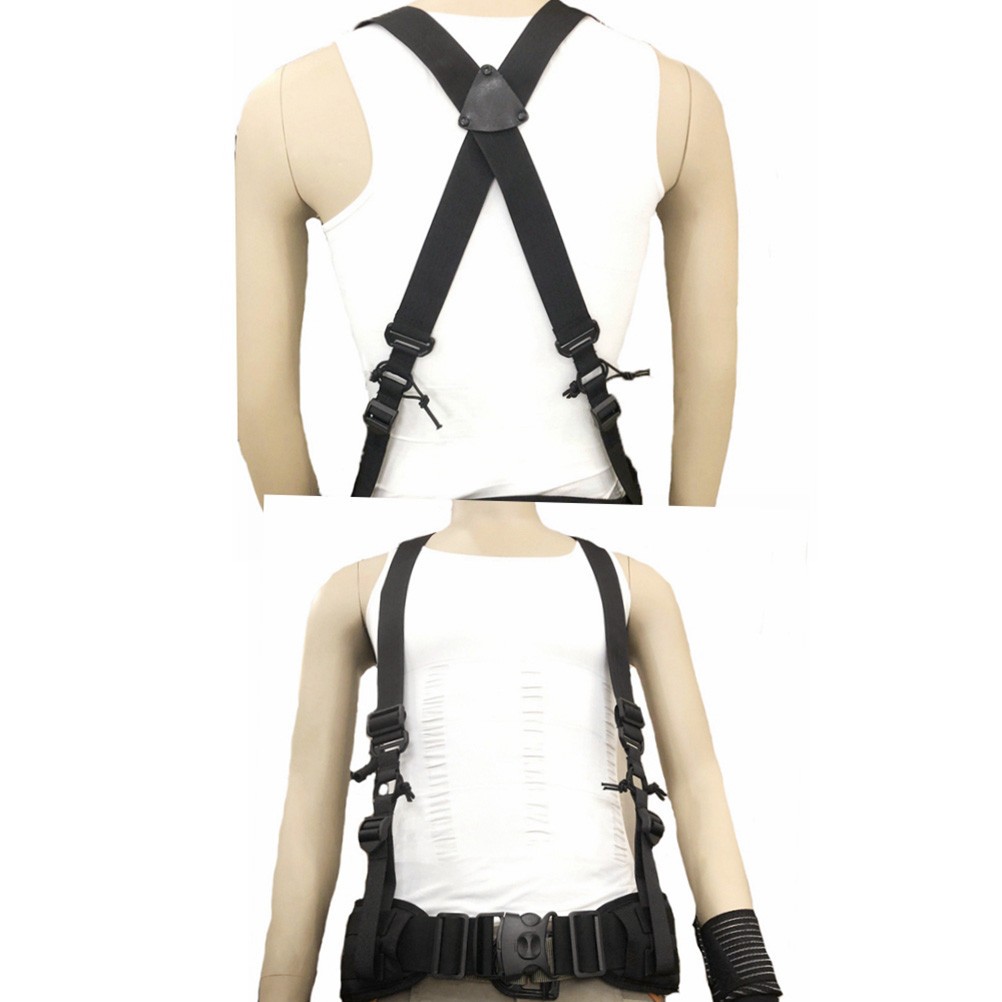 Black Adjustable Heavy Duty Suspenders Bag Durable X Back for Outdoor Work