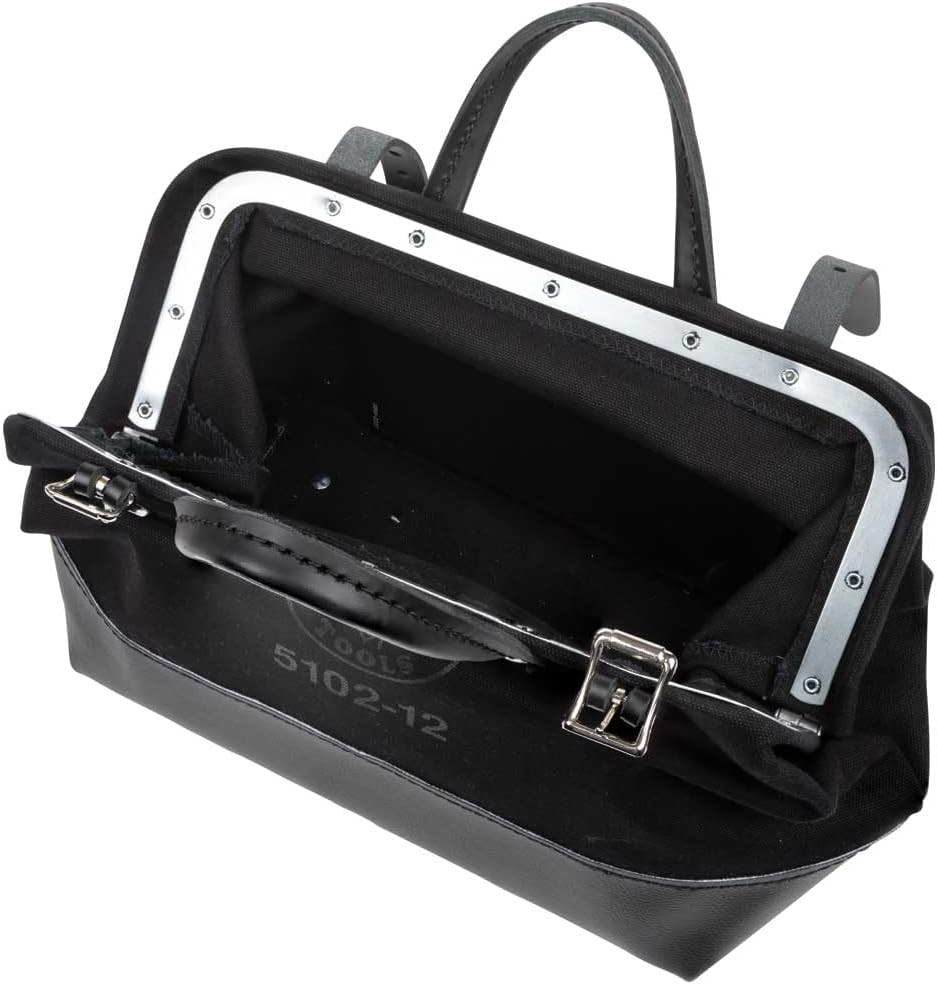 Klein Tools 510212BLK Heavy Duty Black Canvas Tool Bag, Tool Tote, Multi-Purpose