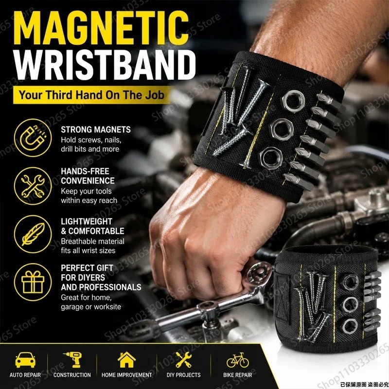 Magnetic Wristband for Men Women | 15-Magnet Tool Holder for Screws Nails Bits