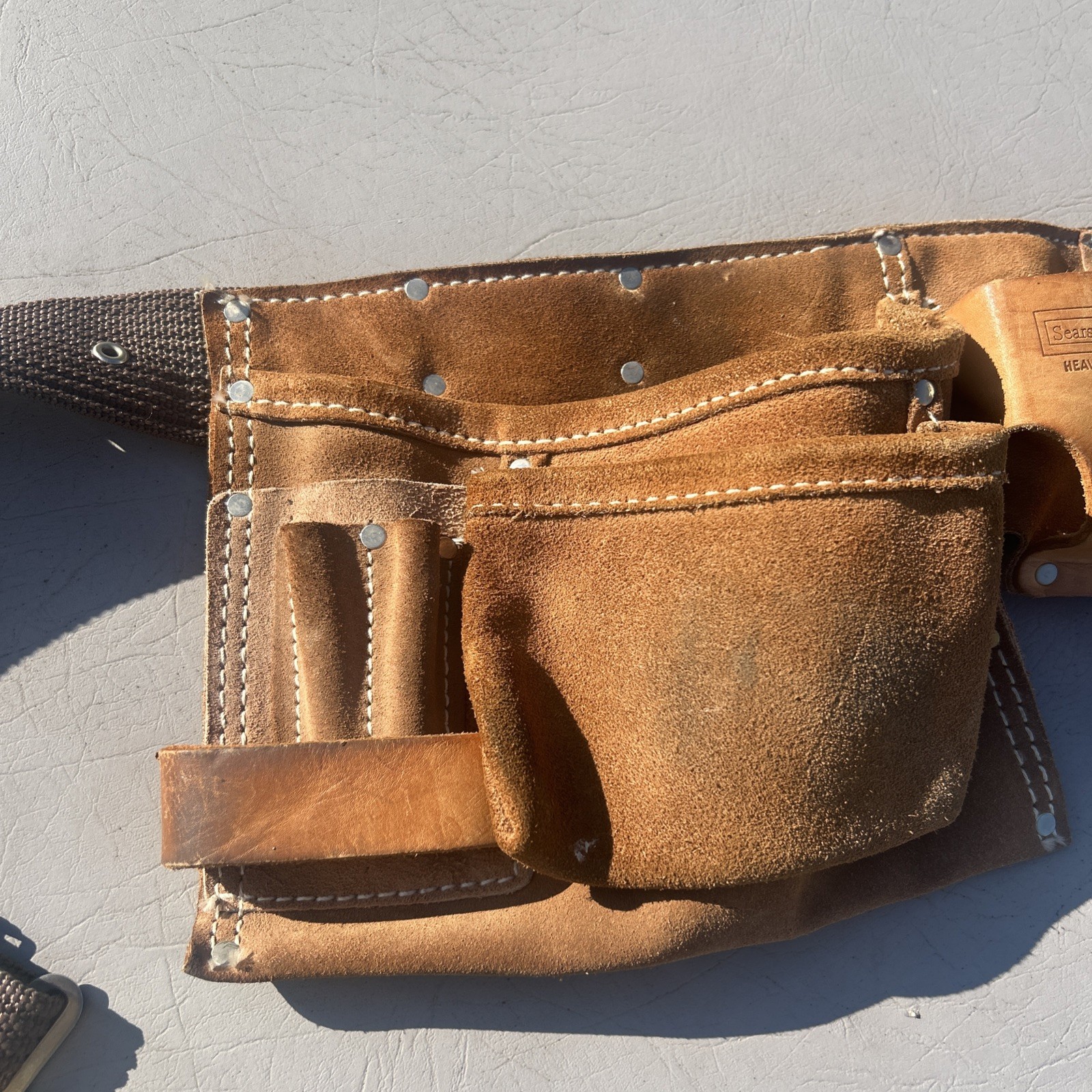Sears Craftsman Leather Carpenters Adjustable Tool Belt Holder 945145 Vintage