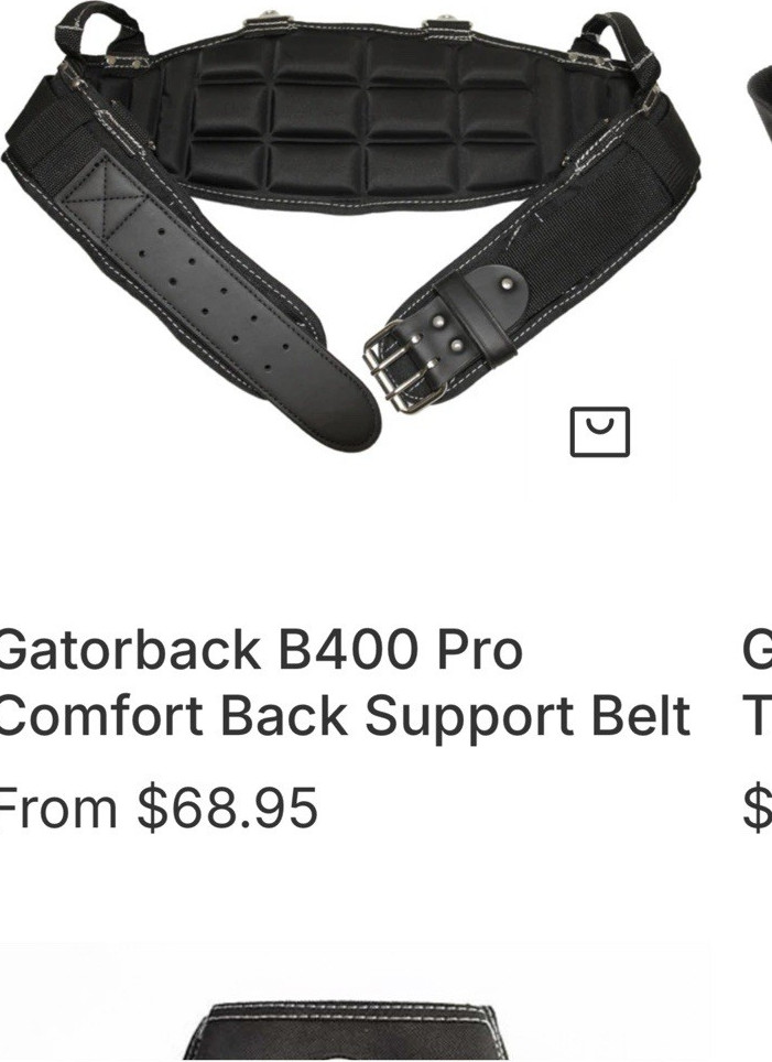 Gatorback B400 Pro Comfort Back Support Tool Belt Padded Black