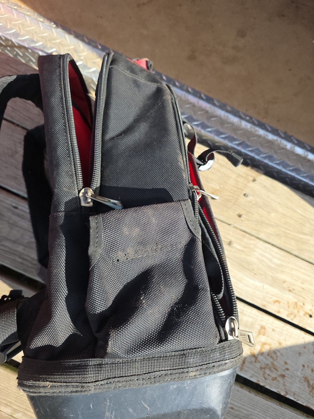 Milwaukee Tool Backpack Black/Red Fabric Multiple Compartments – Fast Shipping!