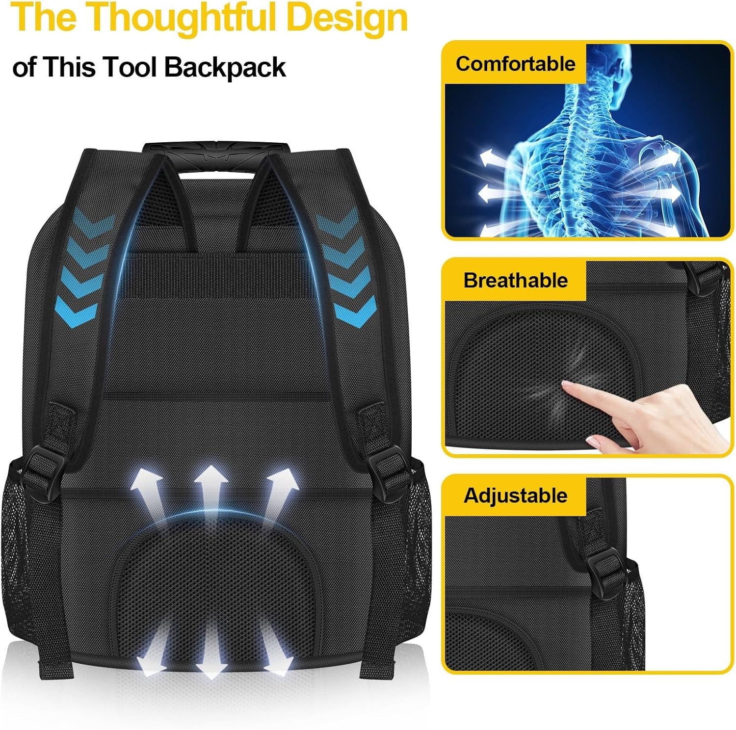 18 in Heavy-duty Tool Backpack with USB Port,Waterproof Electrician Tool Bag …