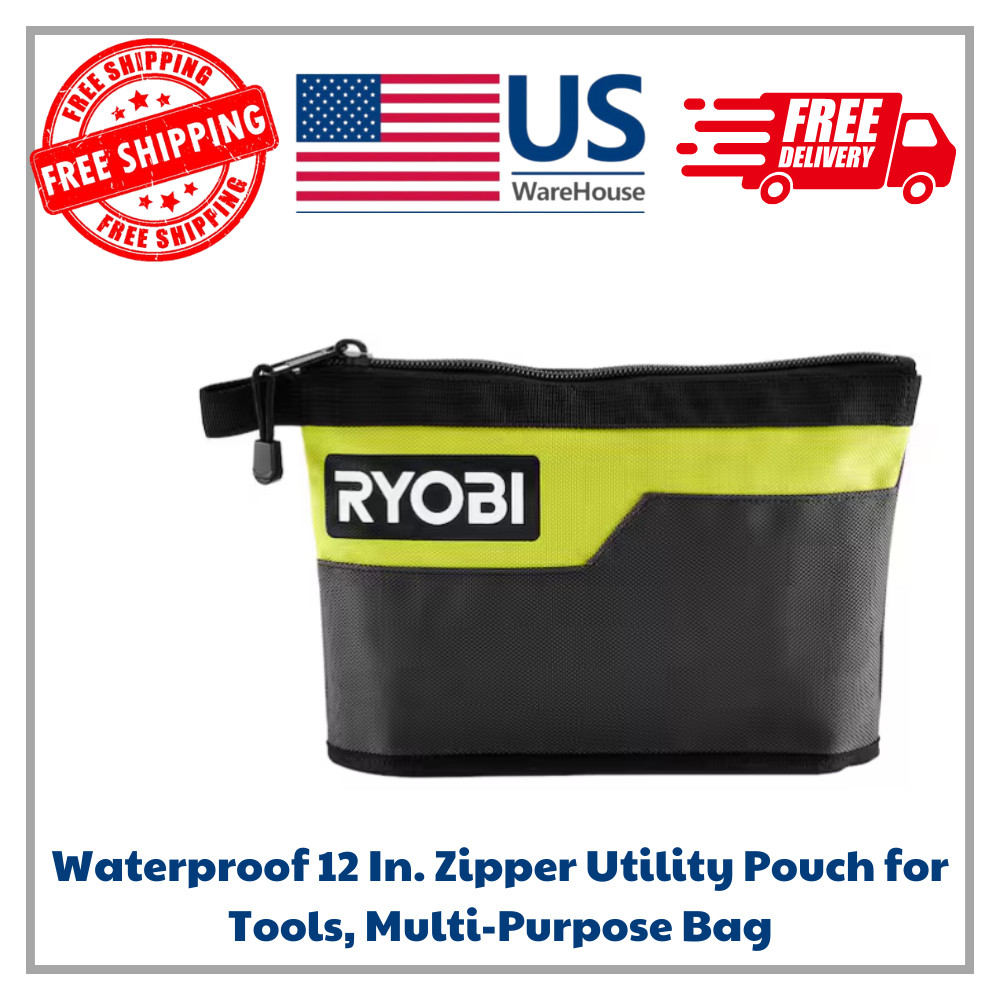 Waterproof 12 In. Zipper Utility Pouch for Tools, Multi-Purpose Bag