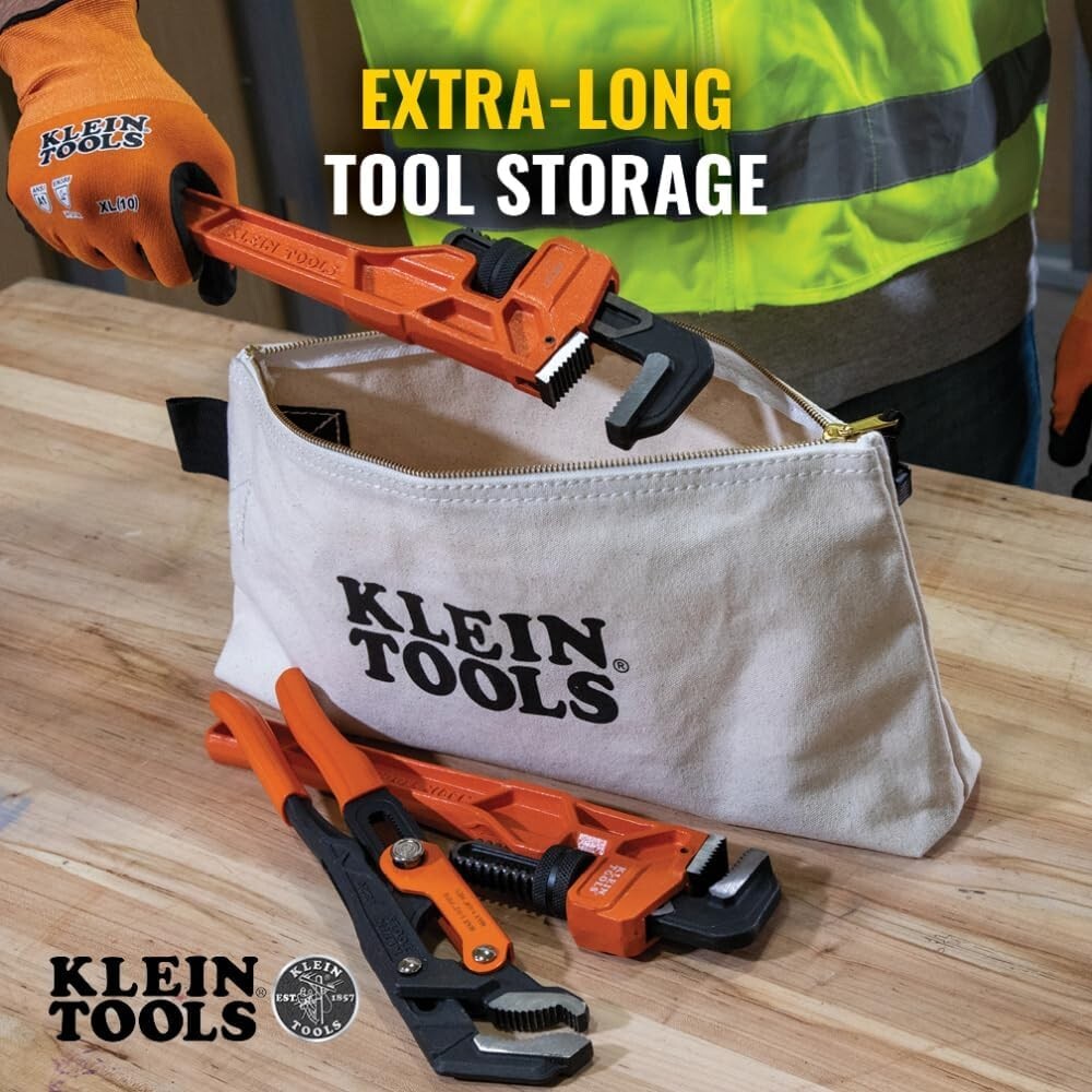 Extra-Long Canvas Tool Pouch with Brass Zipper – Ideal for Professionals