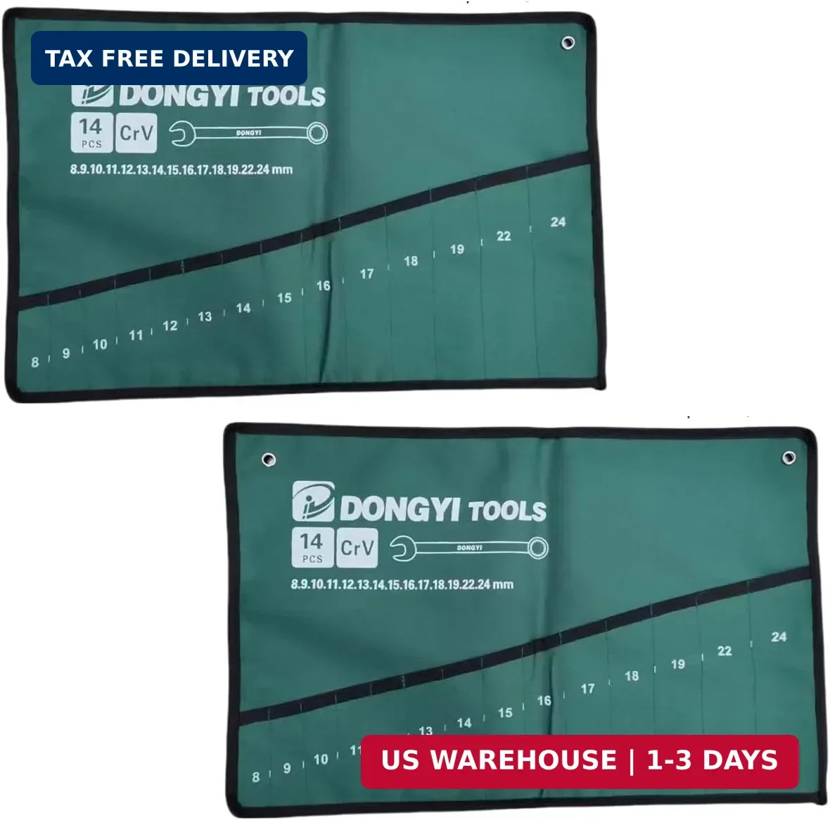 2 Pack Wrench Roll Up Pouch Wrench Set Roll Organizer 14 Pocket Slot Canvas Tool