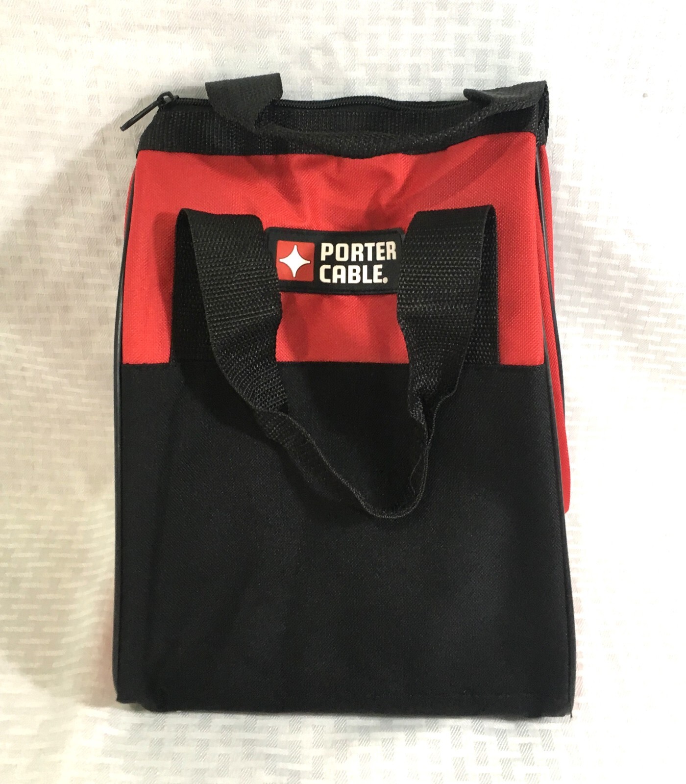 PORTER CABLE HEAVY DUTY CANVAS TOOL BAG / 11″ X 9″ X 6″ / RED & BLACK