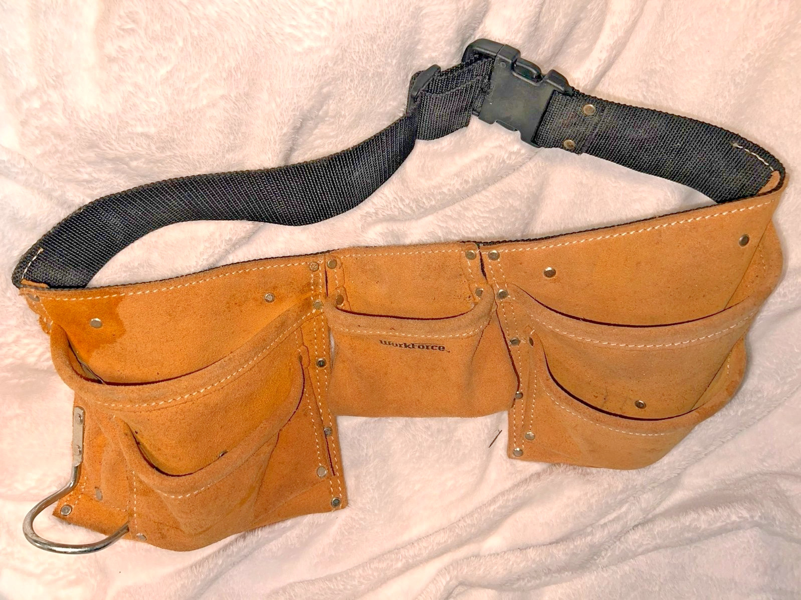 WORK FORCE 1 HAMMER 5 POCKET HEAVY SPLIT COWHIDE LEATHER TOOL BELT