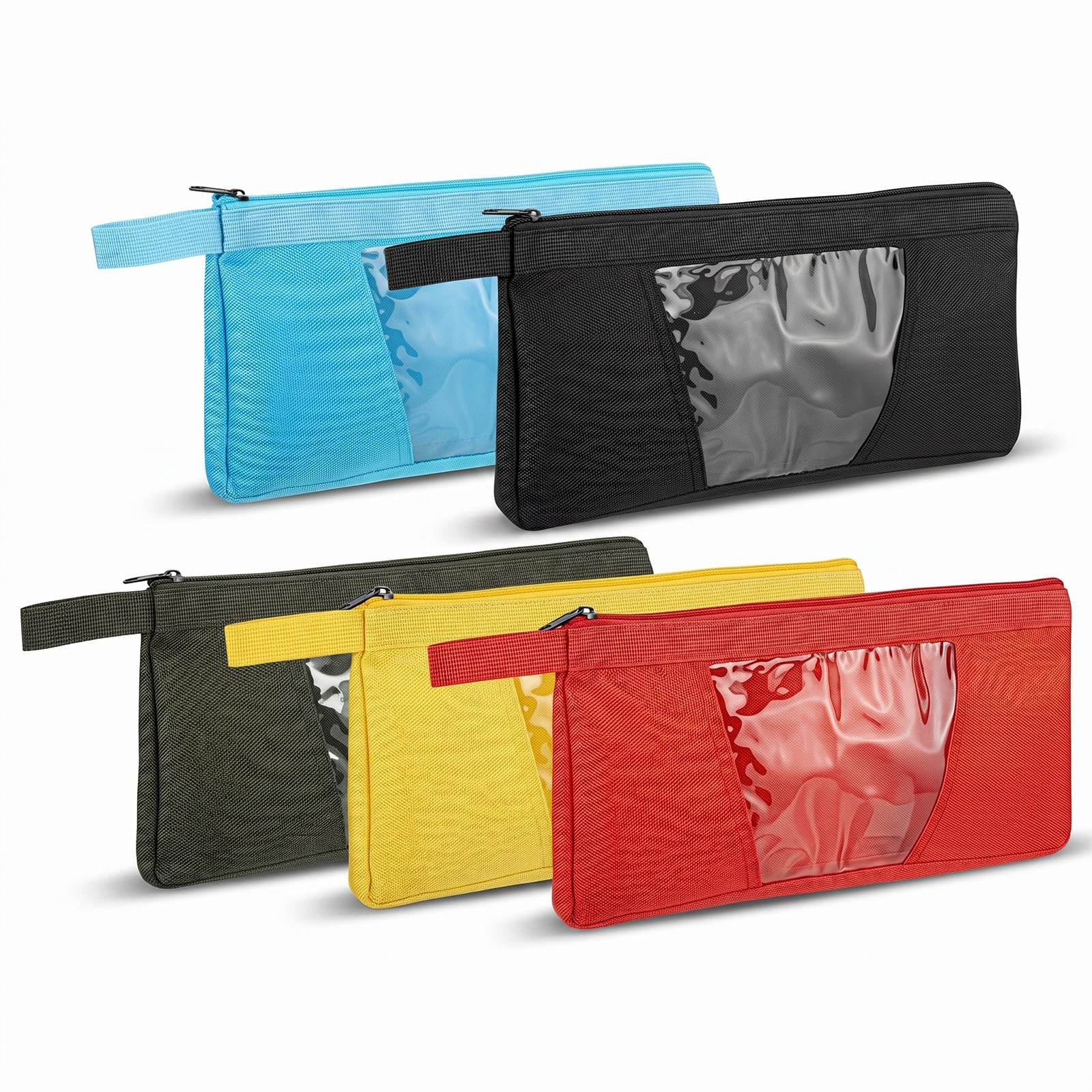 5 Pack Tool Pouch with Clear Window, 12inch Heavy Duty Canvas Tool Bag Organi…