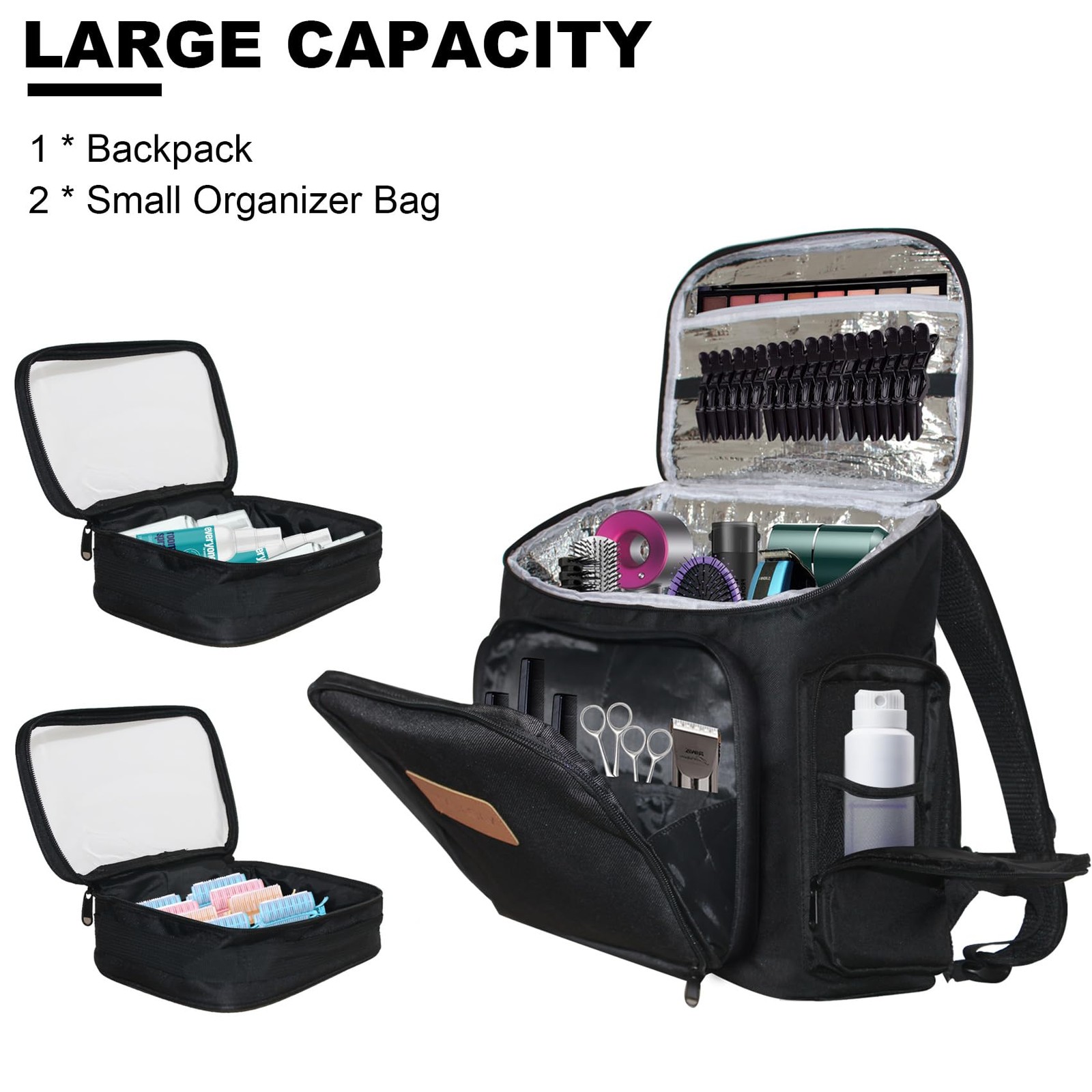NADAENMF Hairstylist Travel Bag, Heat-Resistant Hair Tools 20L, Black