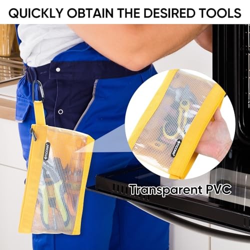 Tool Pouch, 1680D Oxford Small Tool Bag, Tool Pouches with Clear, 3 Pack Combo