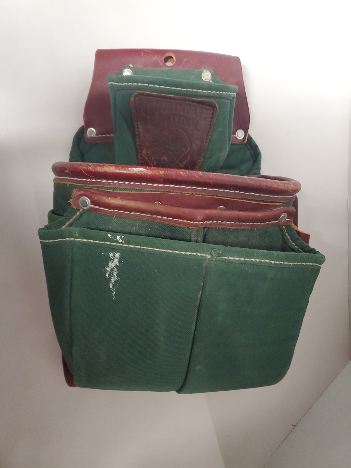 Occidental Leather 8583-Tool Bag – Green Canvas & Leather 3-Pouch Nail Bags