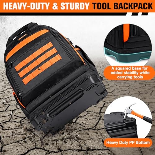 AUROPEAK, 77 Pkt, Heavy Duty, 1680D, Water Resistant Technician Tool Backpack