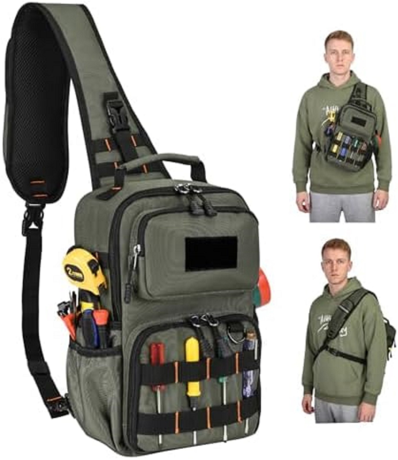 Tactical Electrician & HVAC Tool Chest Bag with 3-Point Harness, 15-Pocket 1680D