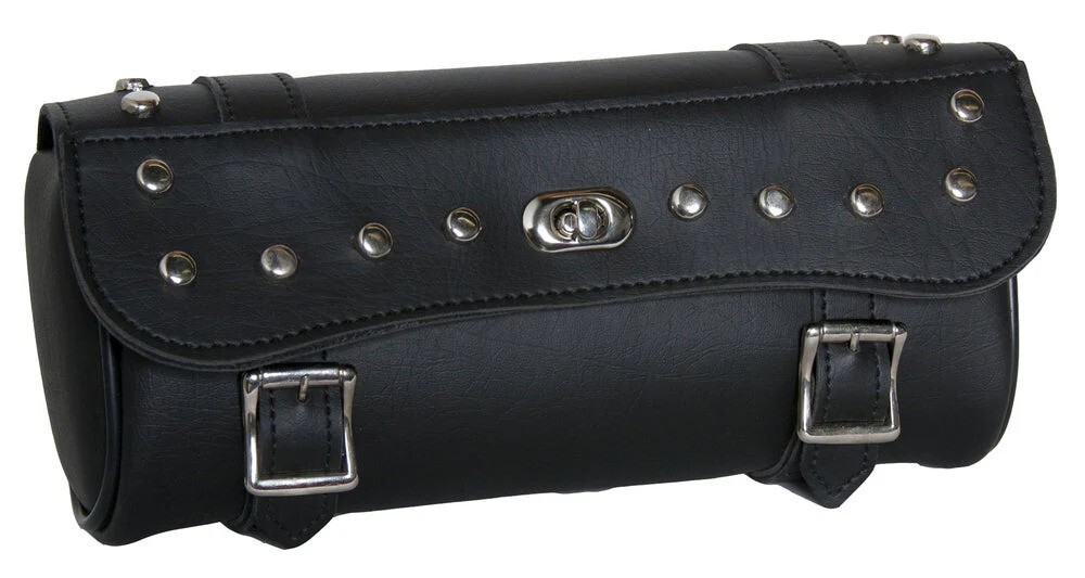 Black PVC Large Two Buckle Tool Bag for Motorcycles Waterproof – One Size