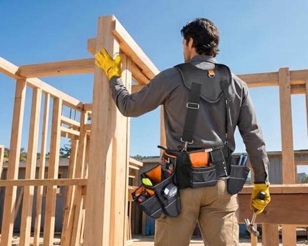 Professional-Piece Tool Belt with Suspender 1680D Fabric Carpenter 7