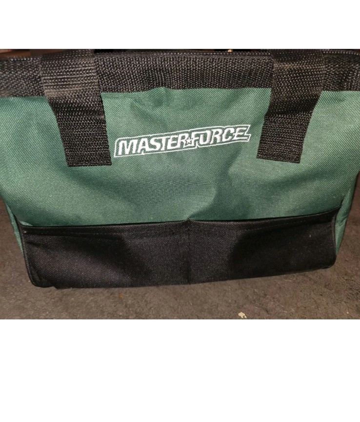 Master Force 15″ Inch Tool Bag Zipper Carrying Straps Contractors Bag Green
