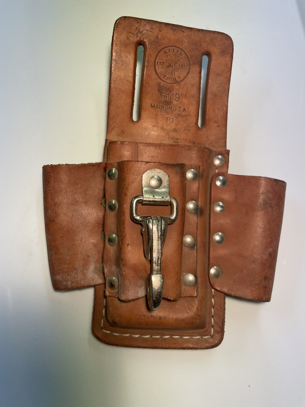 Klein Tools 5119 4 Pocket Durable Tradesman Leather Tool Pouch with Clip USA