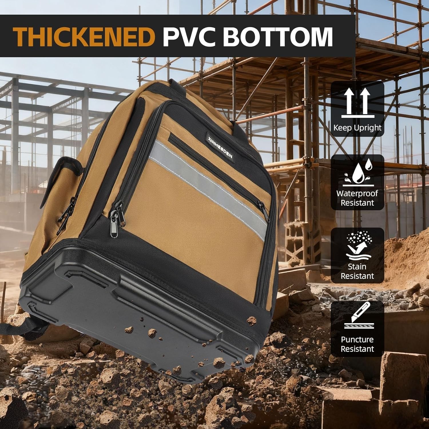 Large Capacity Waterproof Tool Backpack with Soft Straps – Ideal for Contractors