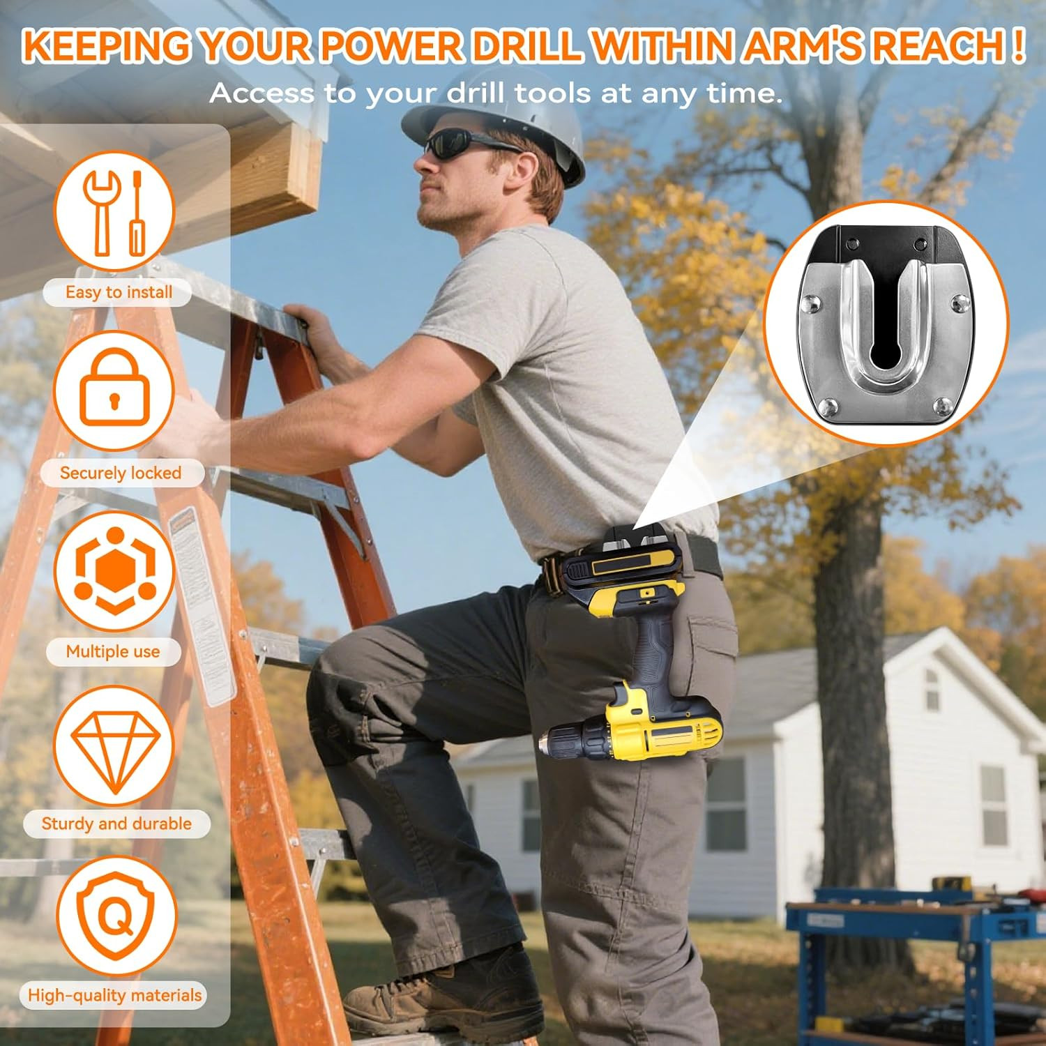 Universal Tool Holster for Tool Belt Accessories, Drill Holder for Power Drill,
