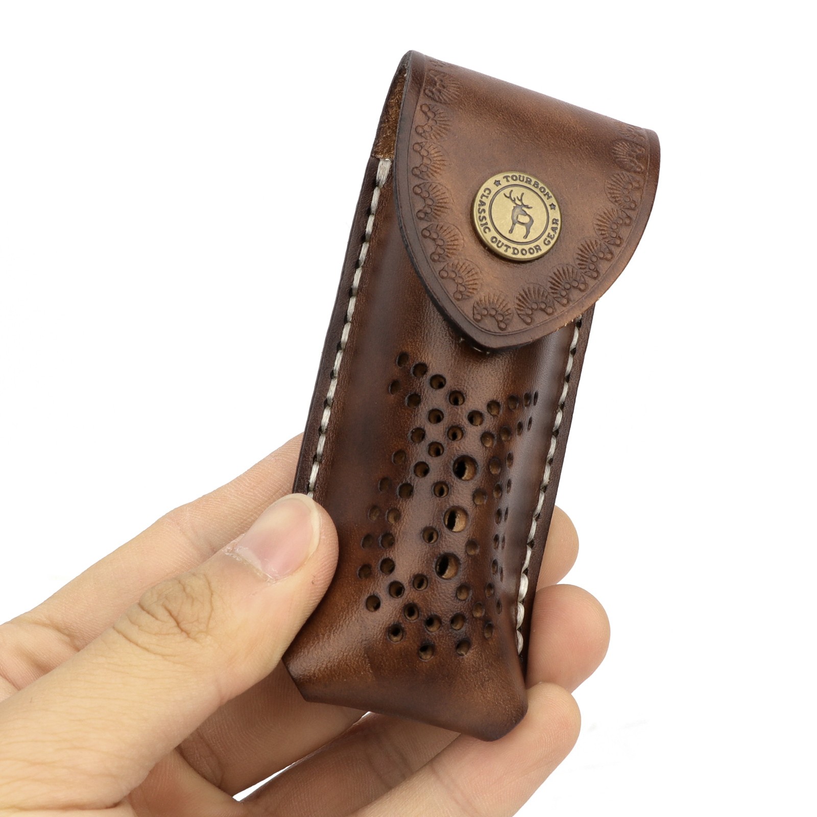 Leather Pocket Knife Sheath For Trapper Folding Blade Knives Case Belt Pouch