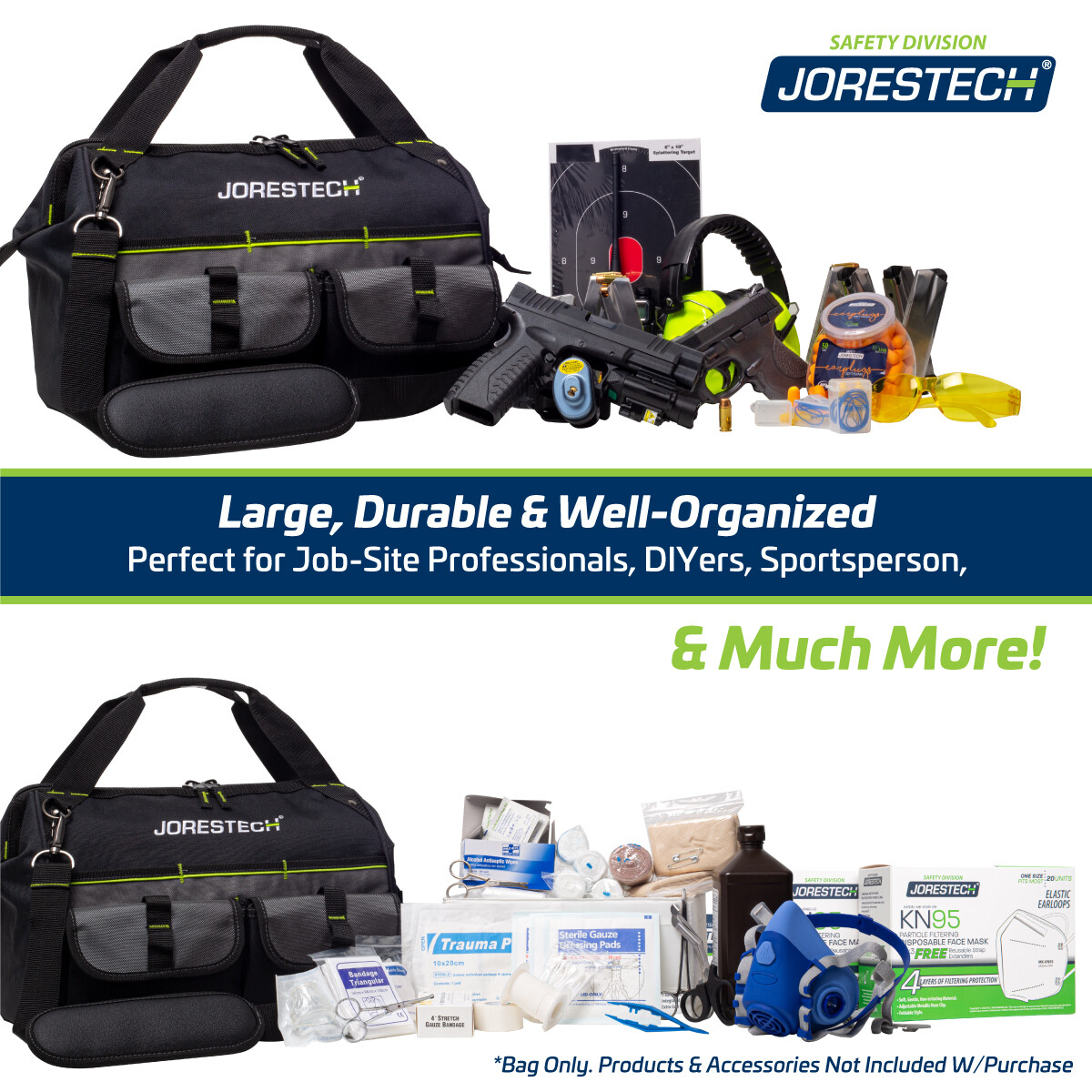 Tool BAG 16 Inch 22 Pockets 16″ x 10″ x 11″ Storage Wide Mouth 30 L JORESTECH