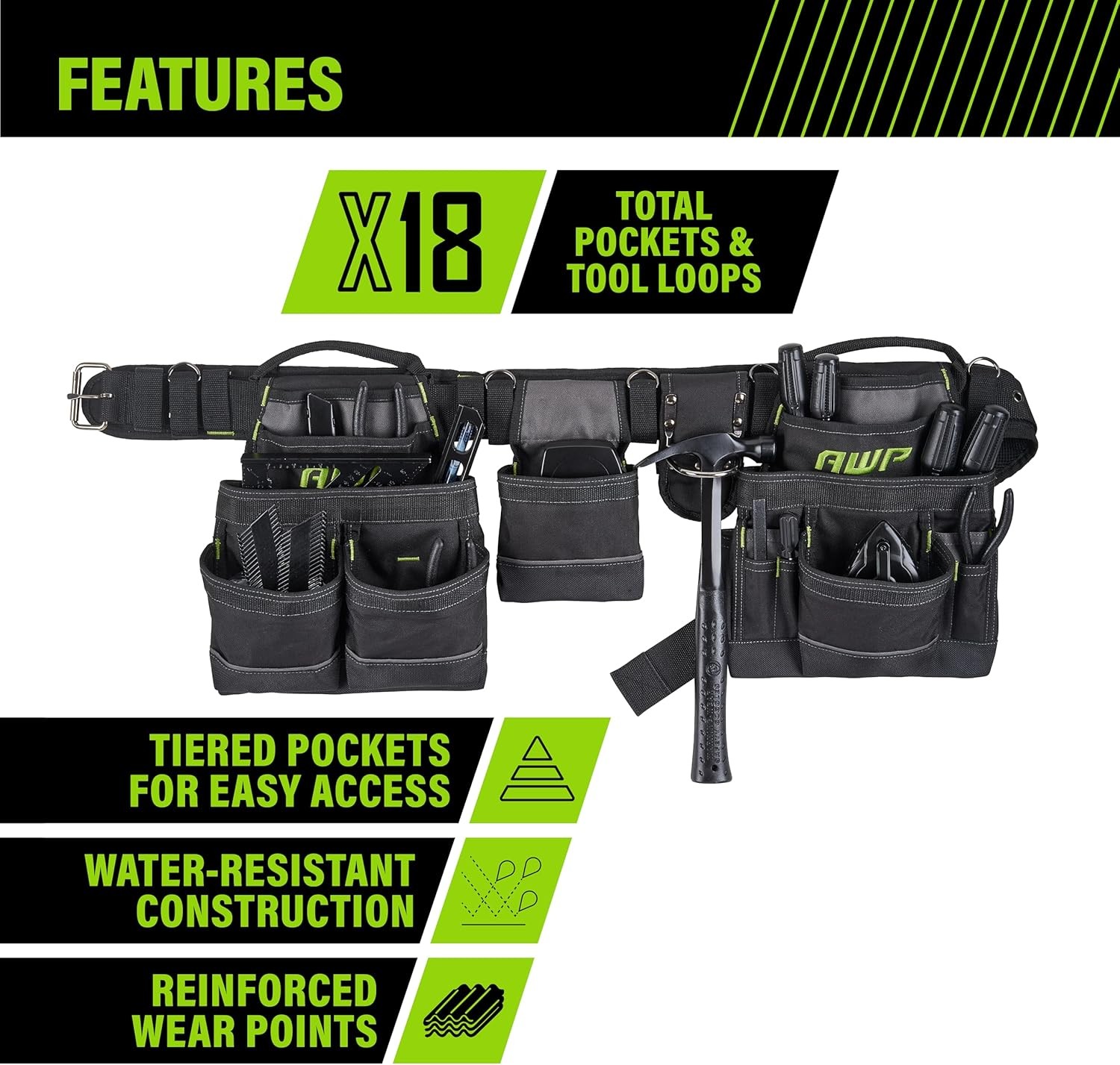 Carpenter Rig Working Padded Tool Holder Belt Suspender Waist Pouch