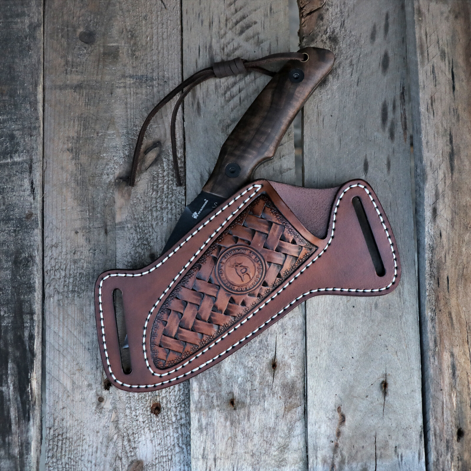 Leather Pancake Design Fixed Blade Knife Sheath Belt Hold Pouch EDC Knives Cover