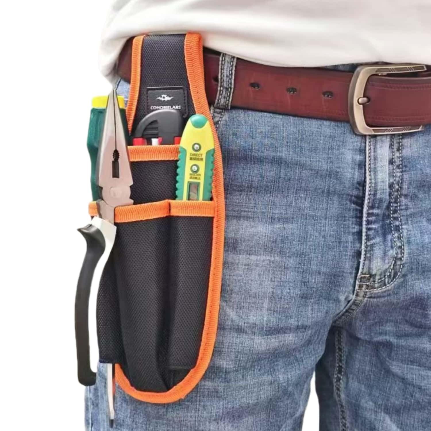 Small Tool Pouches with Belt Clip,Electrician Bag,Tool Orange+Black