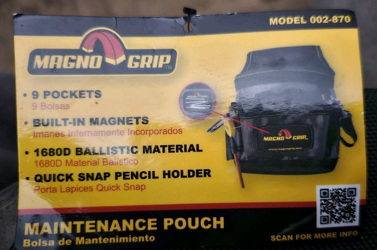 MagnoGrip 002-870 Magnetic Tool Pouch 9 Pocket Organizer, 1680D Ballistic Nylon
