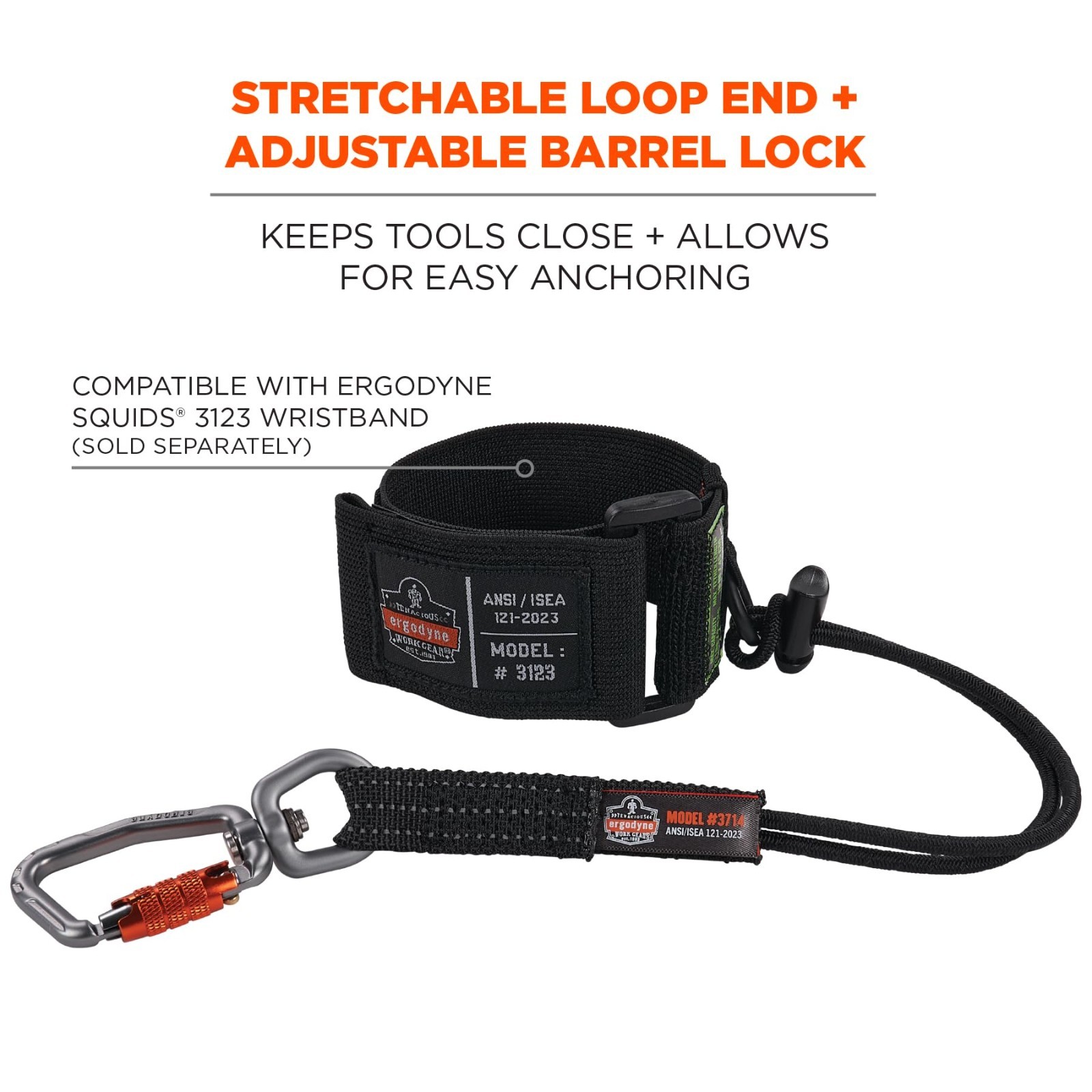 Tool Lanyard & Tethering Attachment with Carabiner, 10lbs Weight Rating, 3-Pack