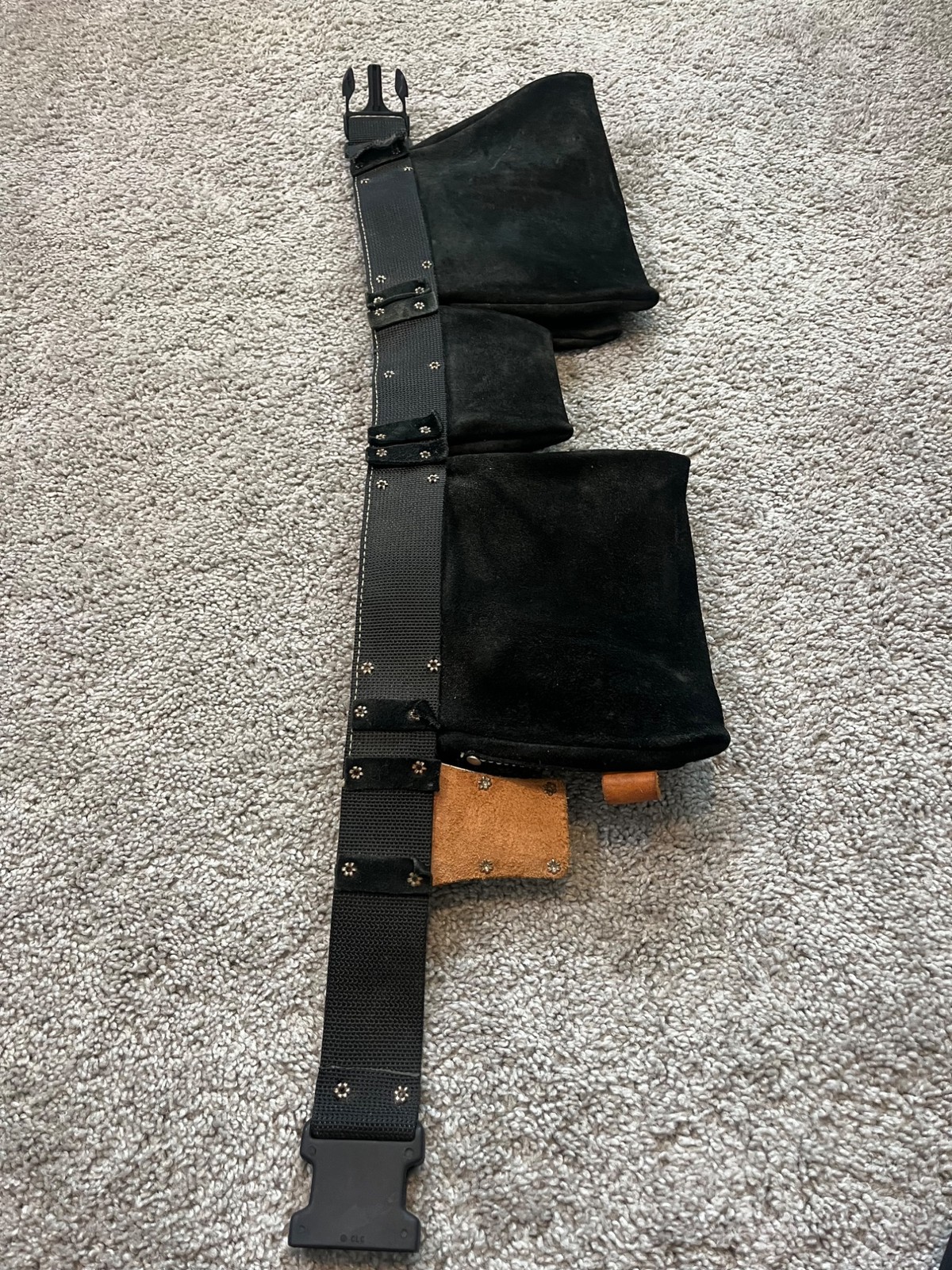 Vtg CLC Custom LeatherCraft Black Tool Belt Pouches Hammer Holder No 38427X USA