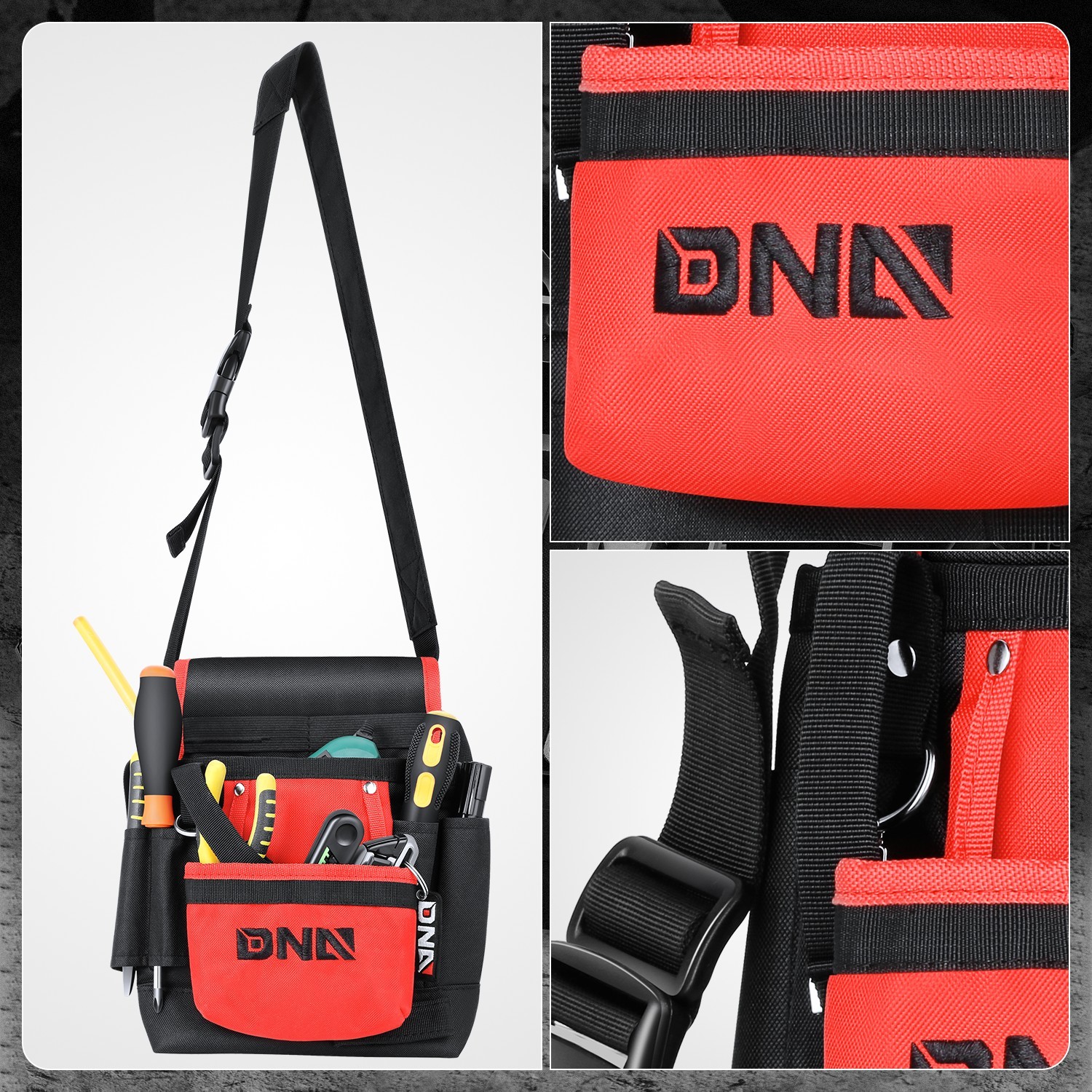 9.4″L x 11.4″H 600 Denier Oxford Waterproof Canvas 2 in 1 Waist Bag for Shopping